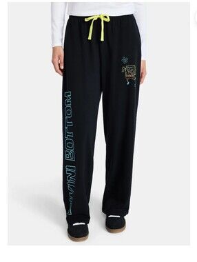 SpongeBob SquarePants Women’s Graphic Wide Leg Fleece Pants,